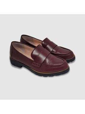 Kate Spade New York Karry Casual Loafers Round Toe Leather Wine Burgundy 6.5M
